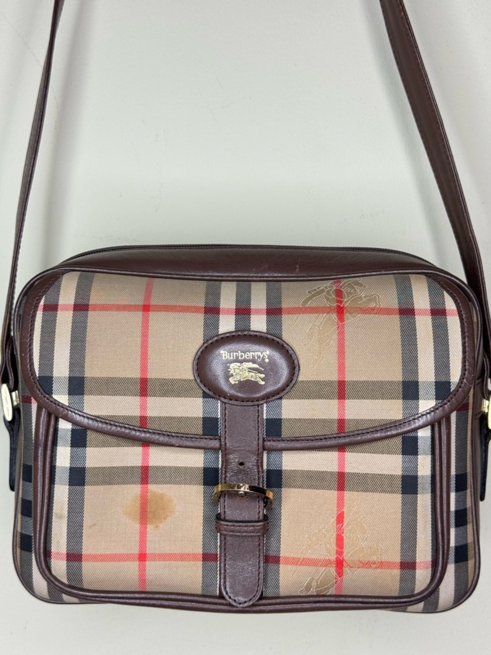 Burberry Beige Crossbody Bag with Brown Trim - Picture 2 of 12